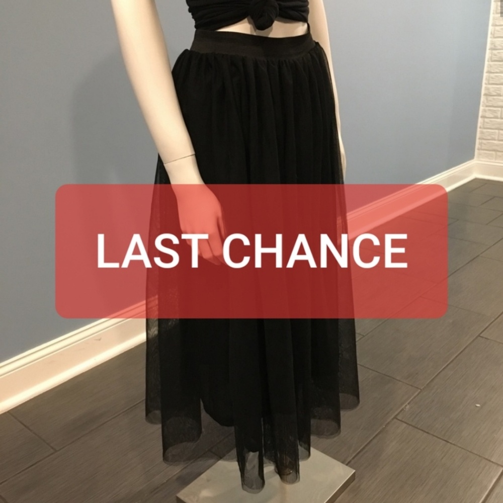 Sheer Black Punk Midi Skirt with Lining